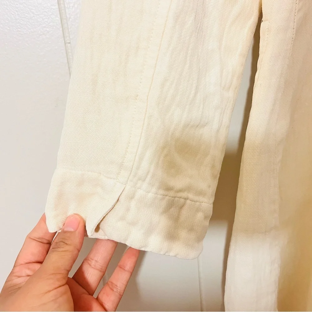 Eileen Fisher Beige Ramie Button Down Long Sleeve Blazer Size S